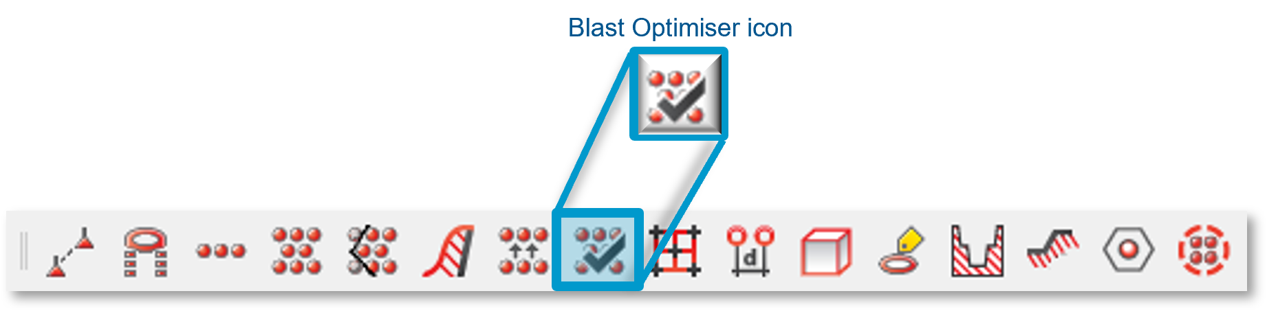 Blast Tools toolbar and the Blast Optimizer icon
